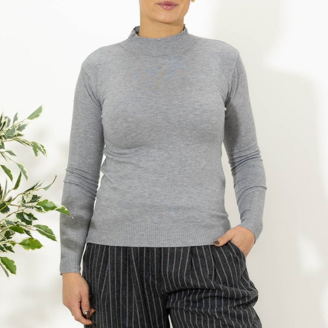 Elisa strik m. turtleneck, Grå
