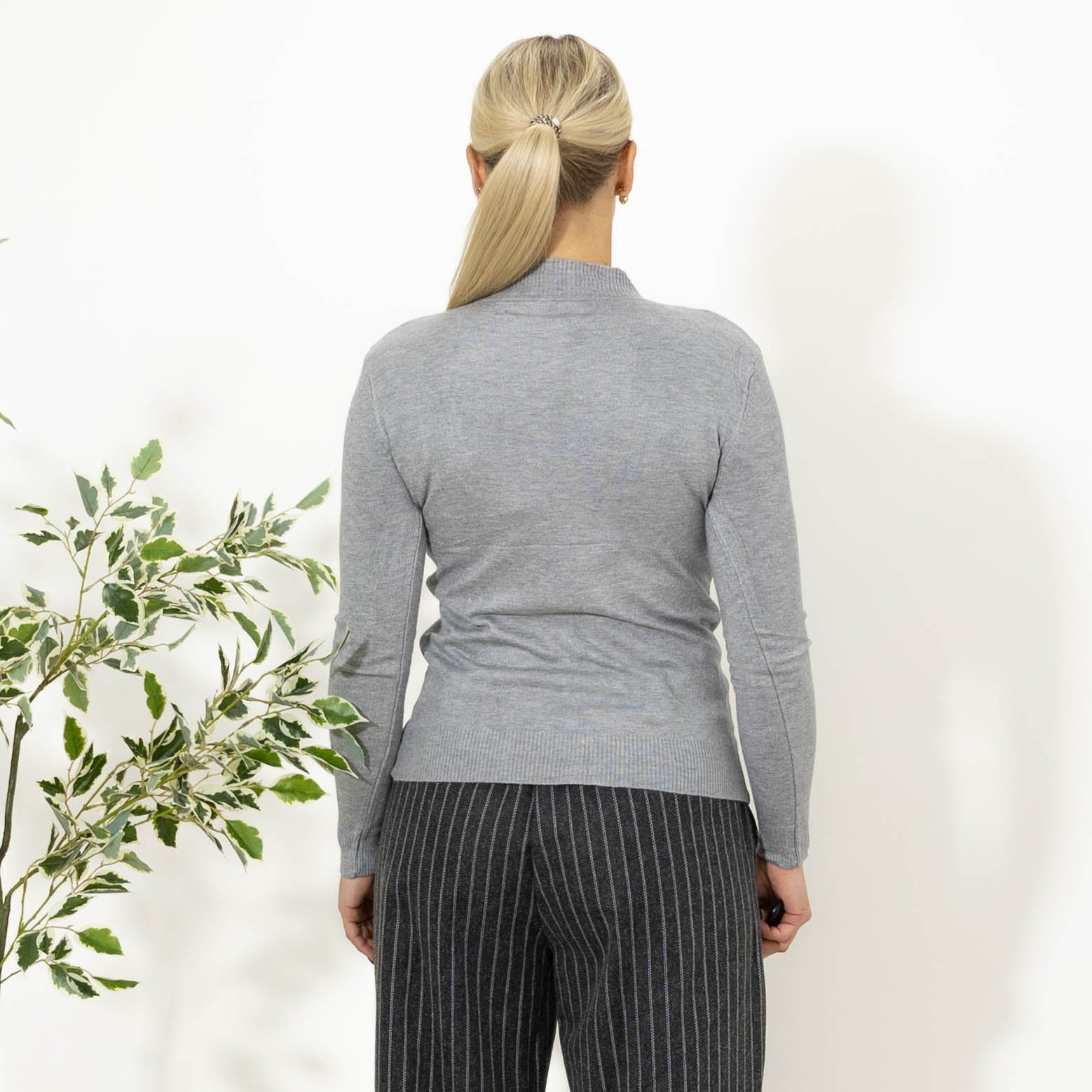 Elisa strik m. turtleneck, Grå