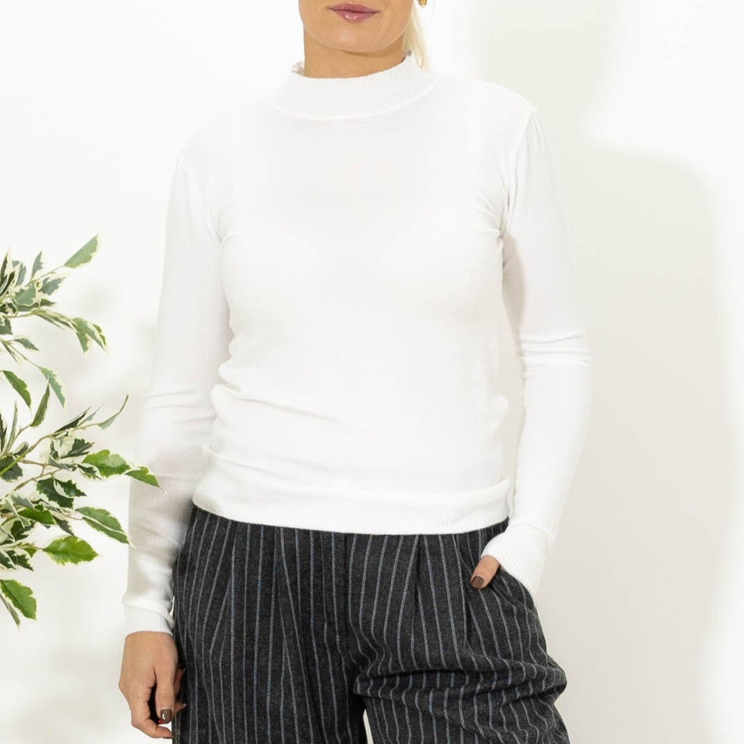 Elisa strik m. turtleneck, Hvid