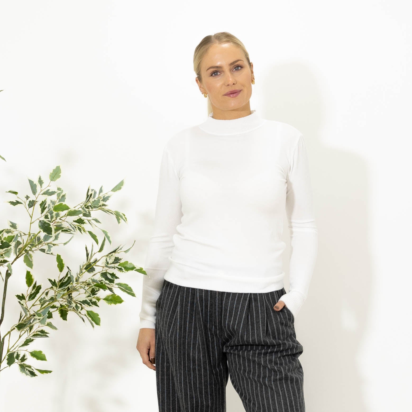 Elisa strik m. turtleneck, Hvid