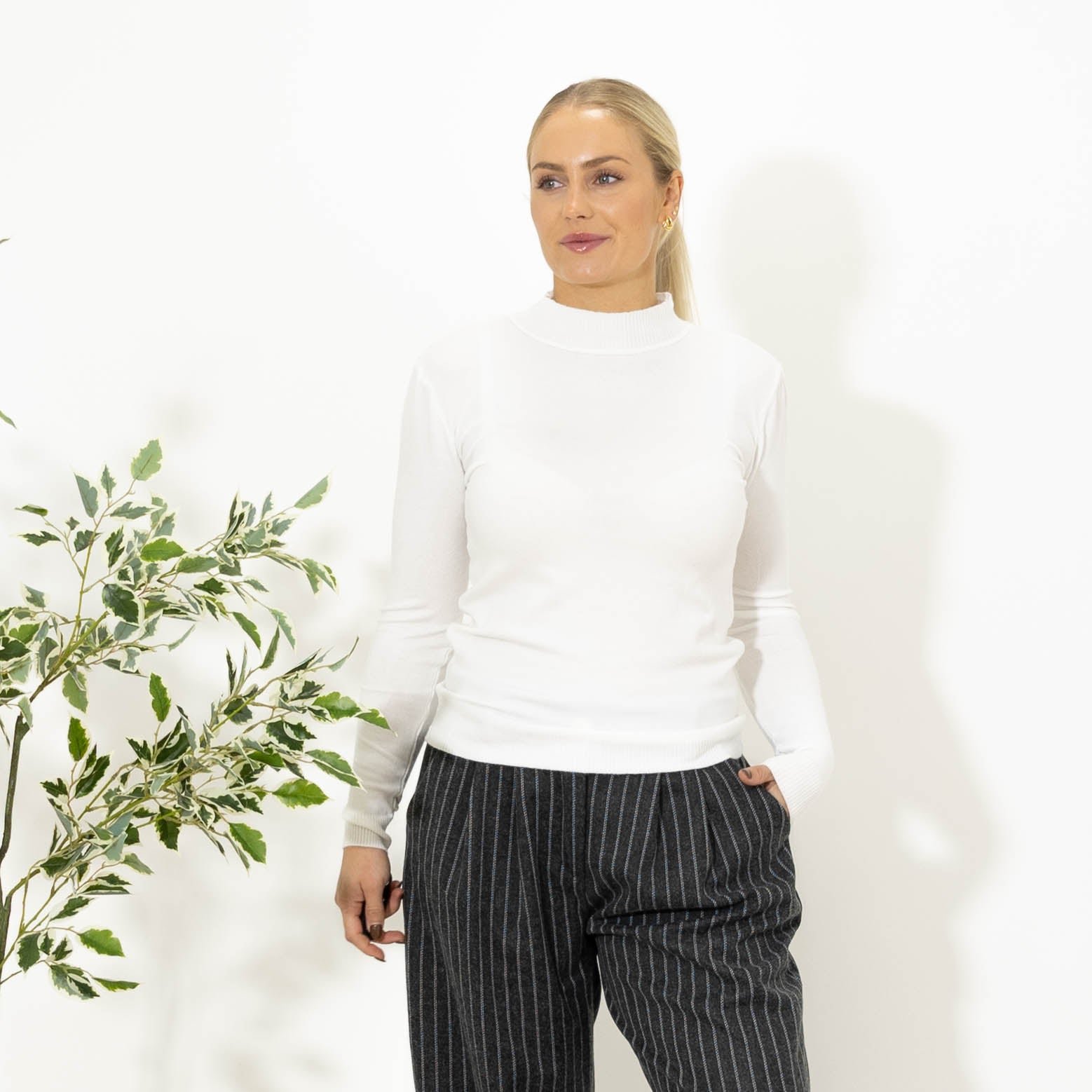 Elisa strik m. turtleneck, Hvid