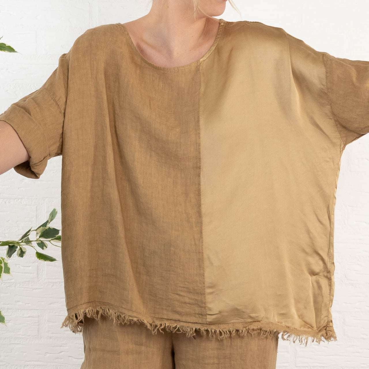 Lucinda ægte hør overdel, Camel
