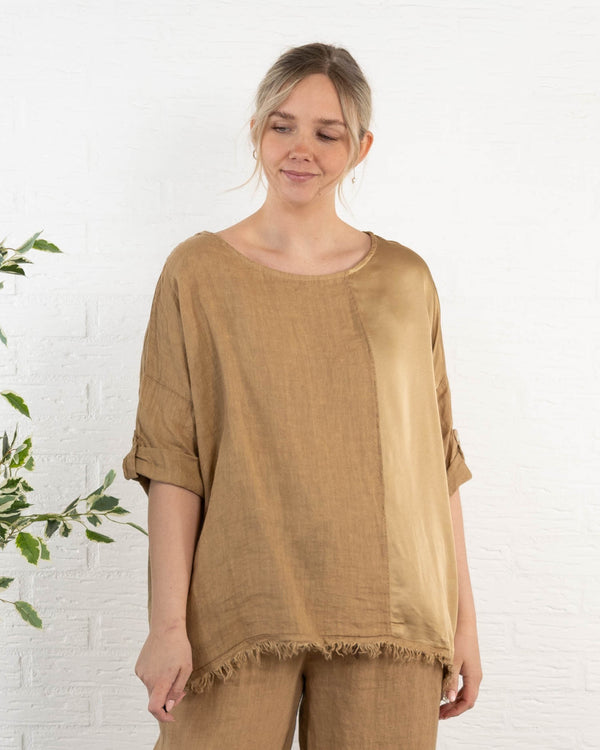 Lucinda ægte hør overdel, Camel
