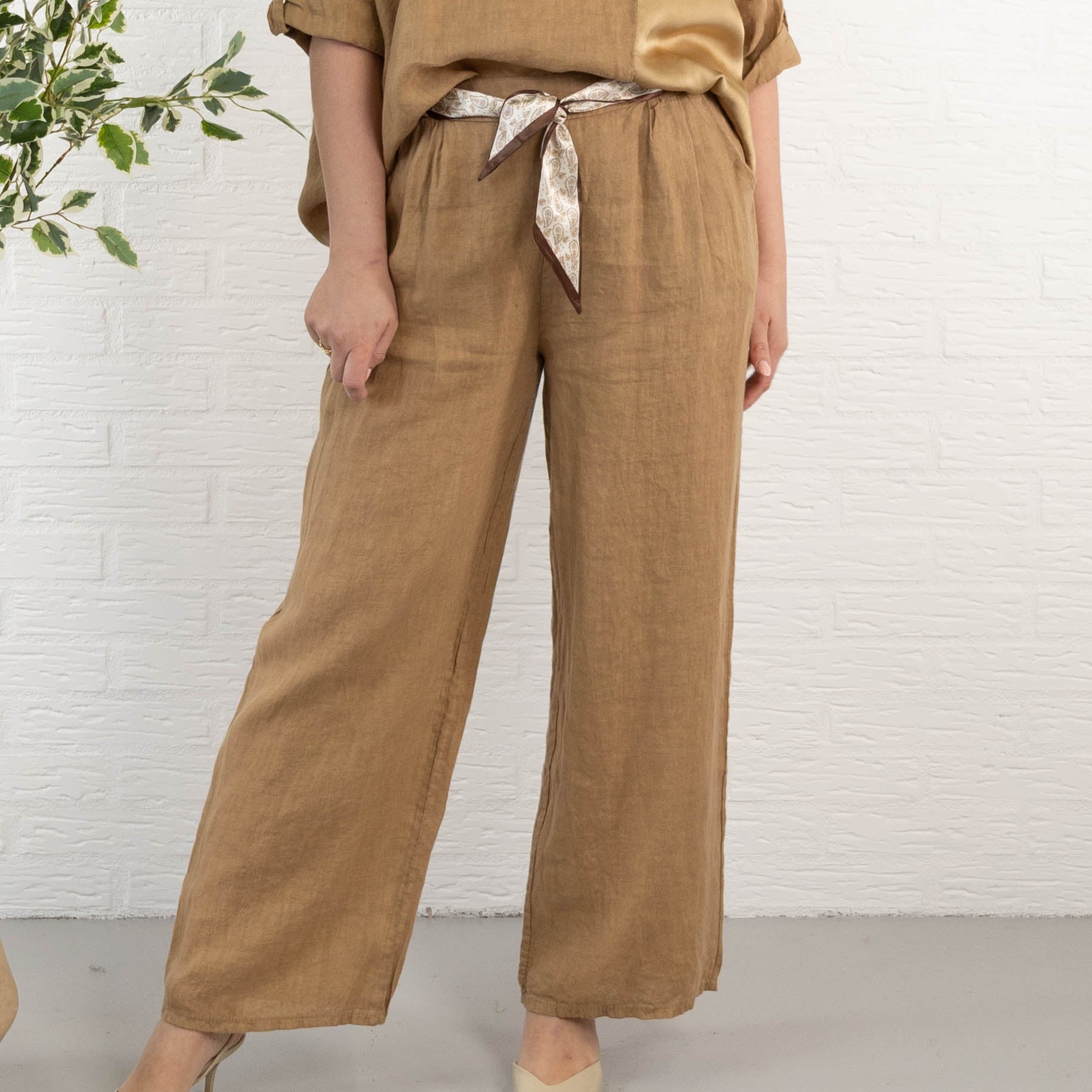 Lily ægte hør bukser, Camel