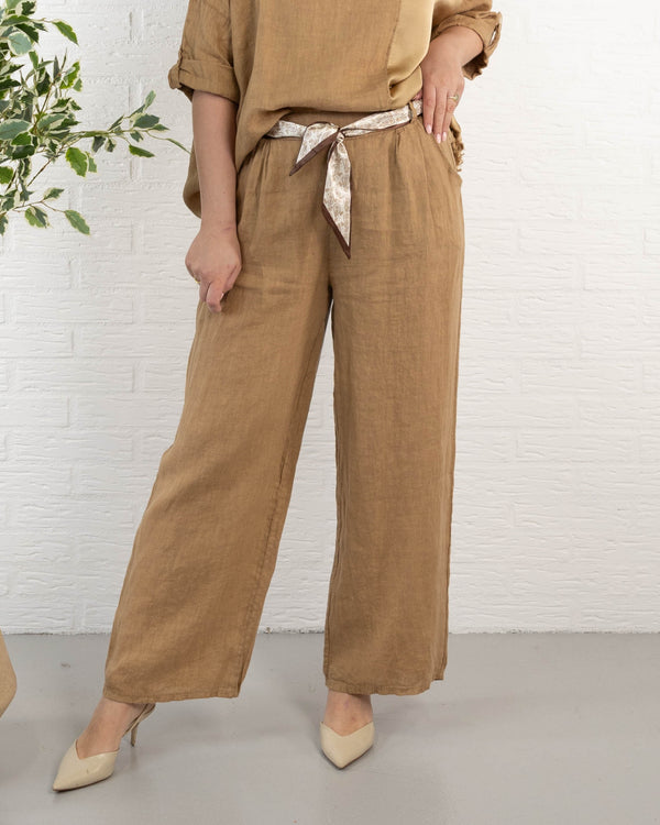 Lily ægte hør bukser, Camel