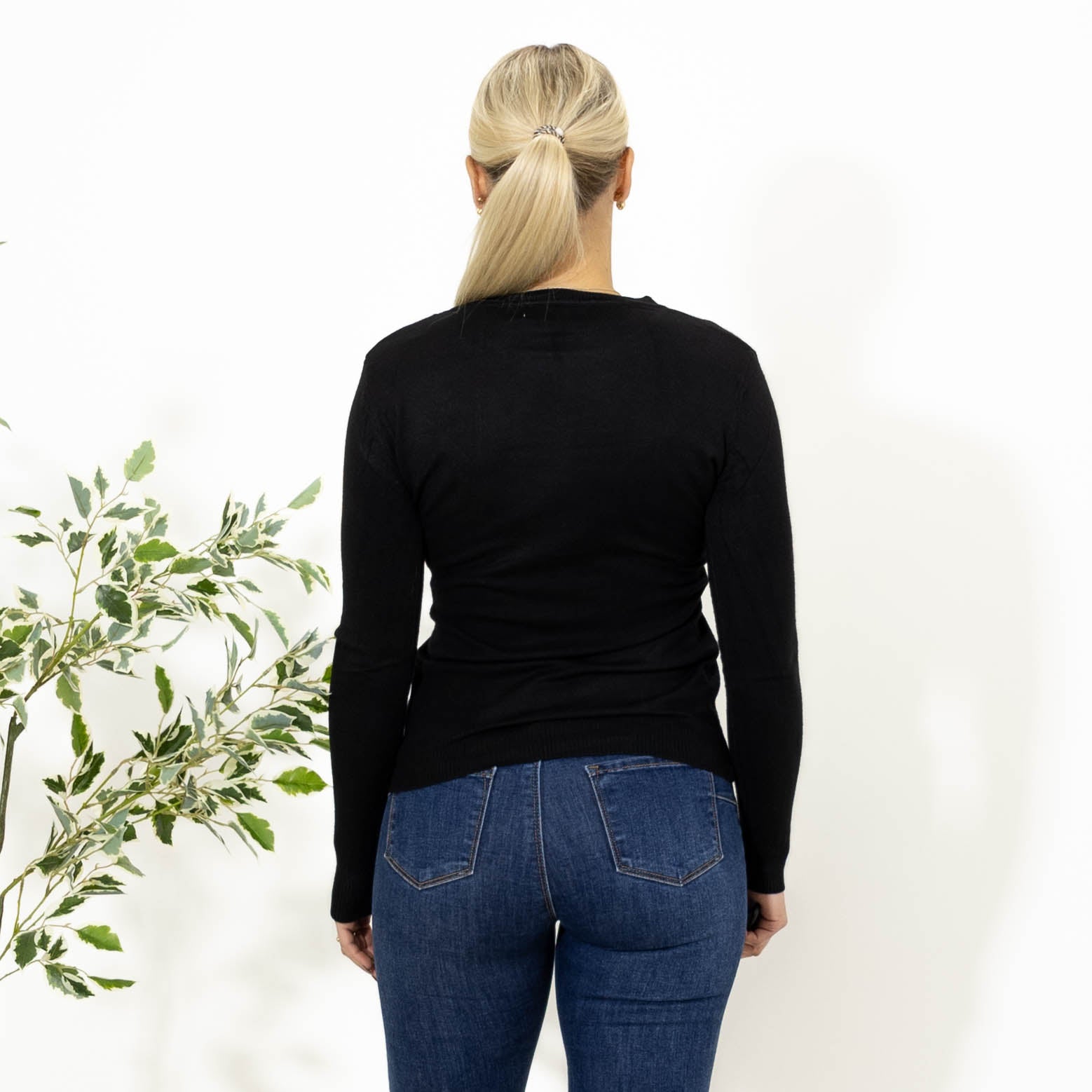 Sue strik m. rundhals, Sort