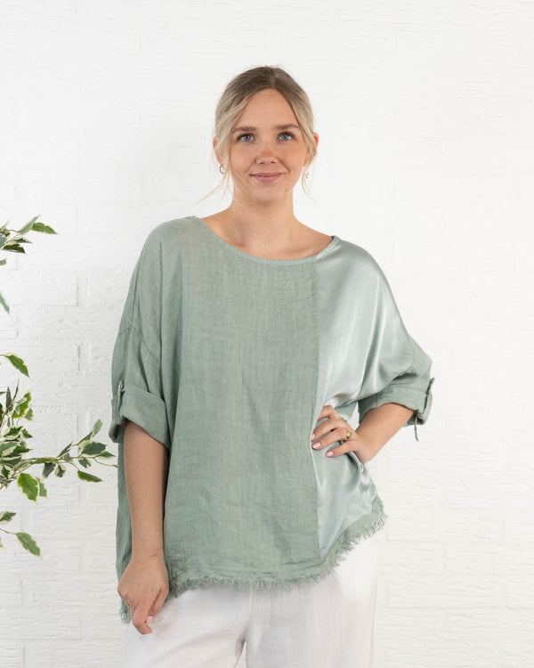 Lucinda ægte hør overdel, Khaki