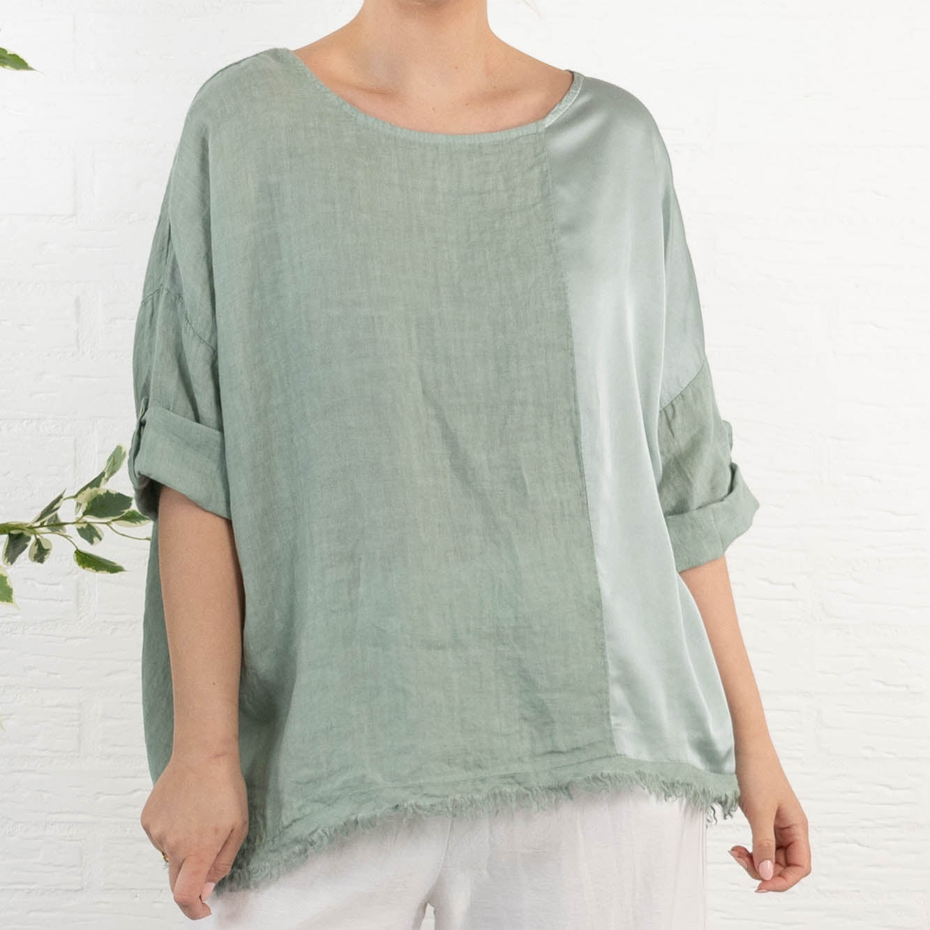Lucinda ægte hør overdel, Khaki