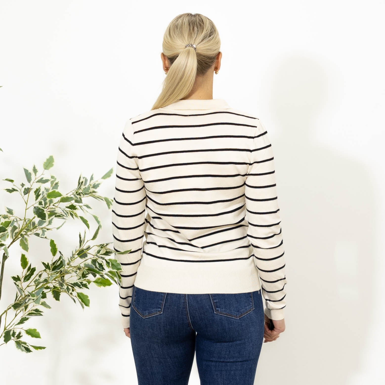 Valentina strik m. v-hals, Beige