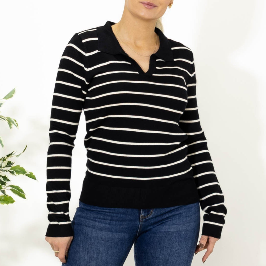 Valentina strik m. v-hals, Sort