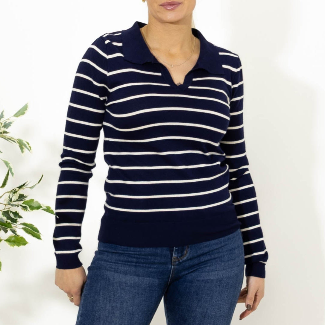 Valentina strik m. v-hals, Navy