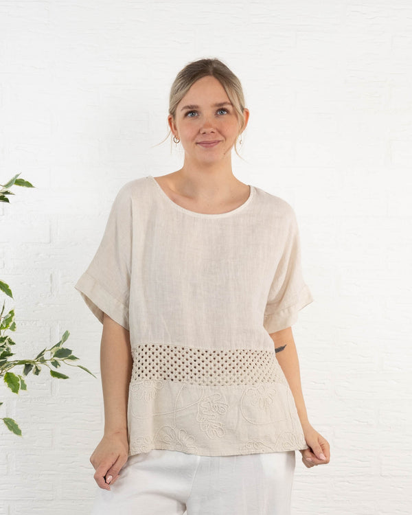 Lina ægte hør overdel, Beige