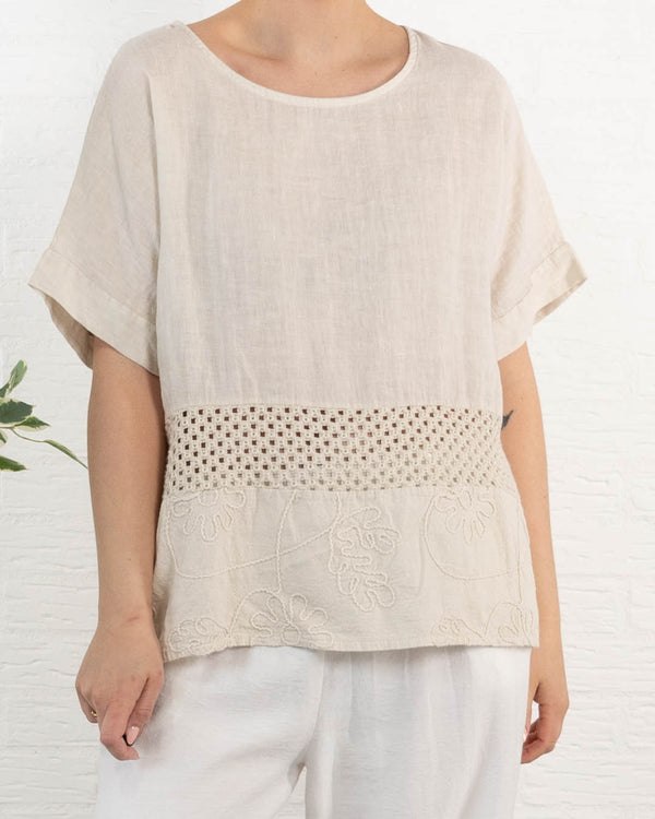 Lina ægte hør overdel, Beige
