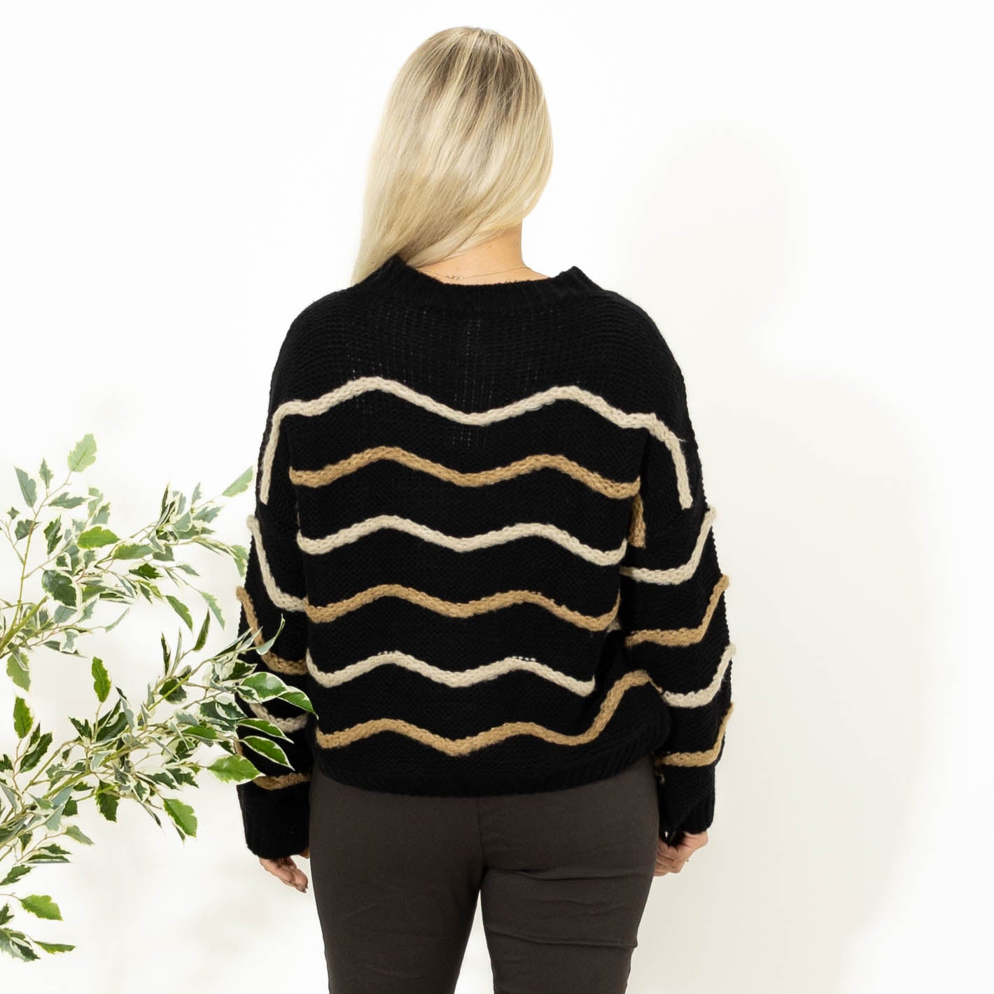 Lesley rundhals strik, Sort