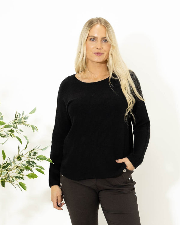 Klara rundhals strik, Sort