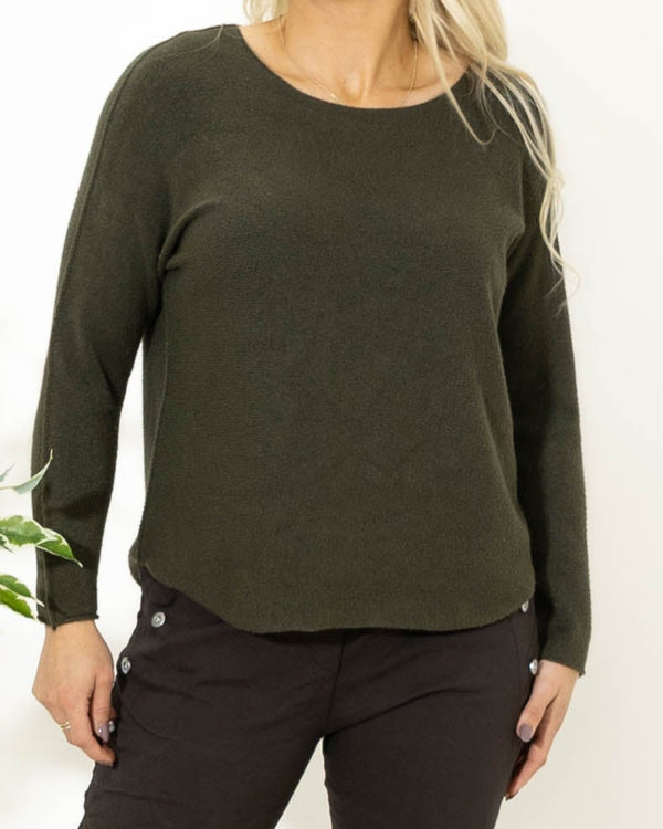 Klara rundhals strik, Khaki