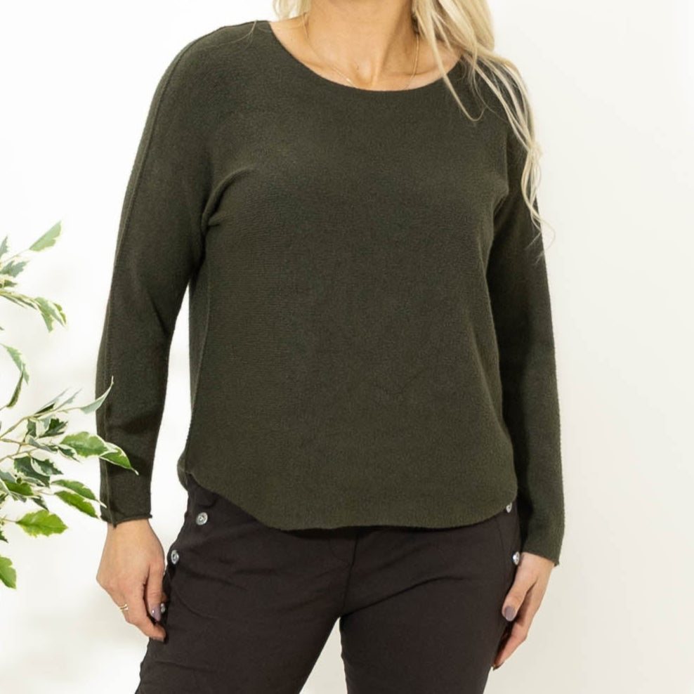 Klara rundhals strik, Khaki