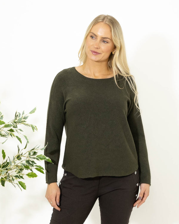 Klara rundhals strik, Khaki