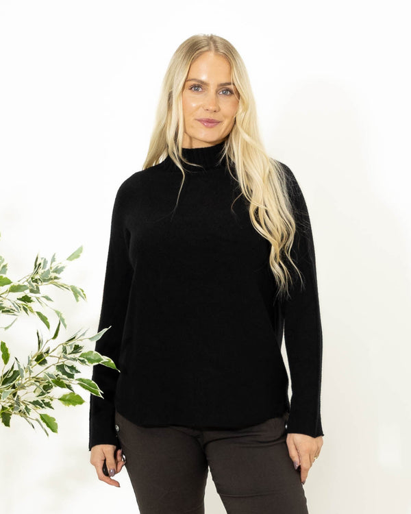 Babette strik m. turtleneck, Sort