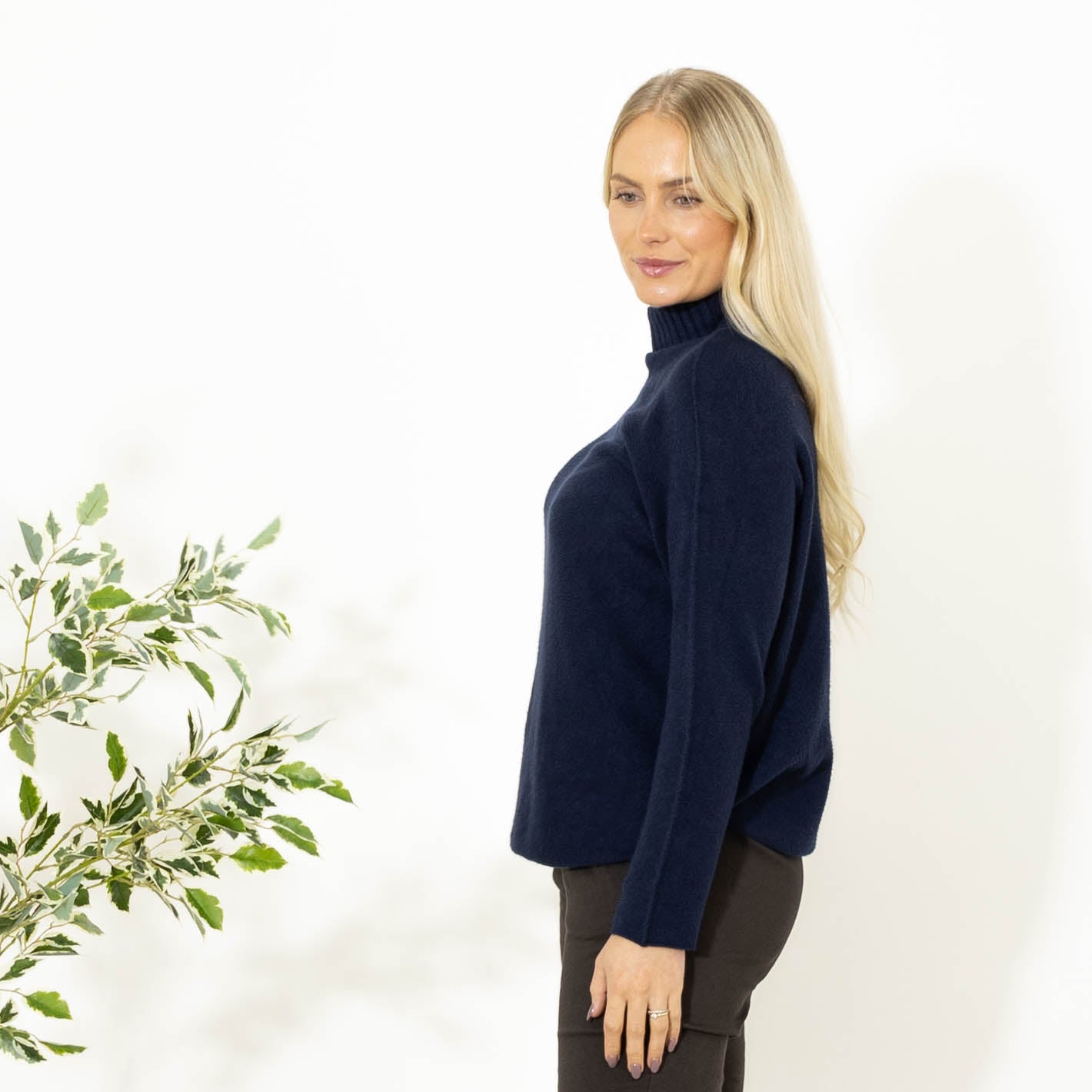 Babette strik m. turtleneck, Navy