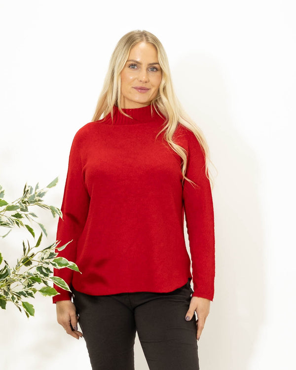 Babette strik m. turtleneck, Rød