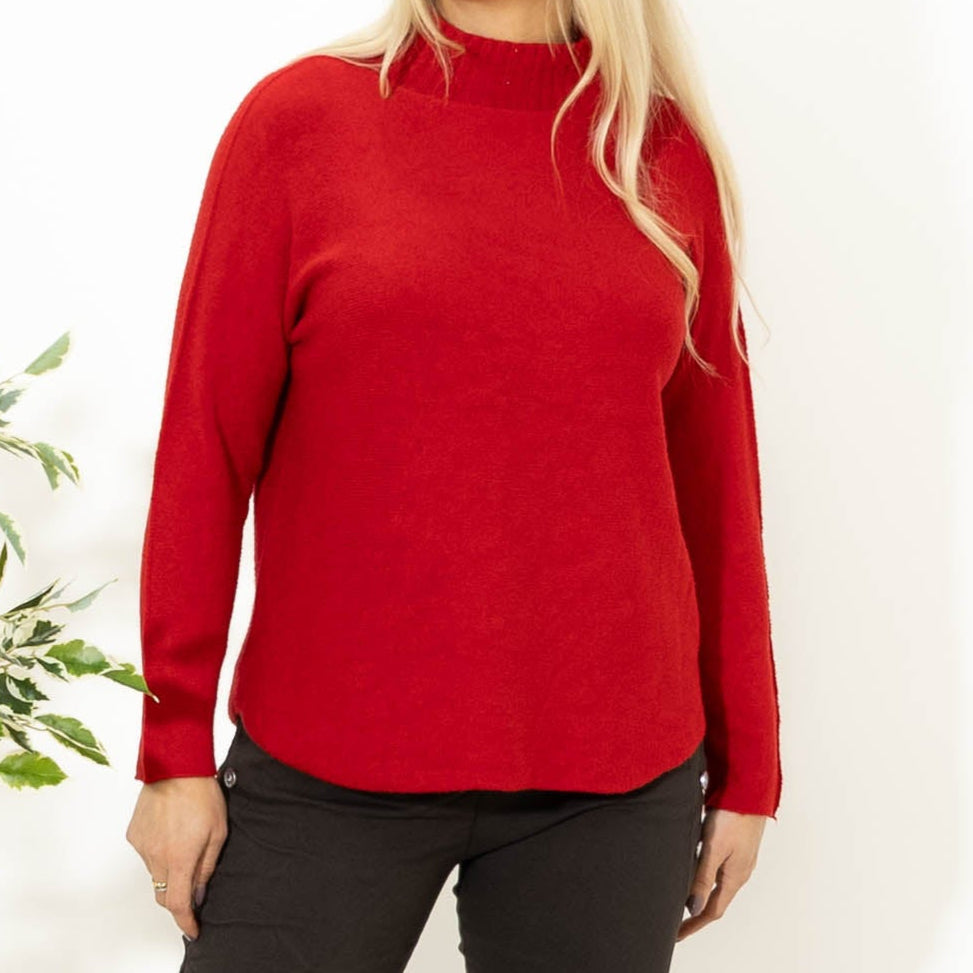 Babette strik m. turtleneck, Rød