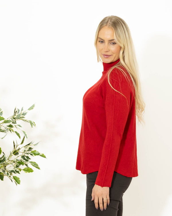 Babette strik m. turtleneck, Rød