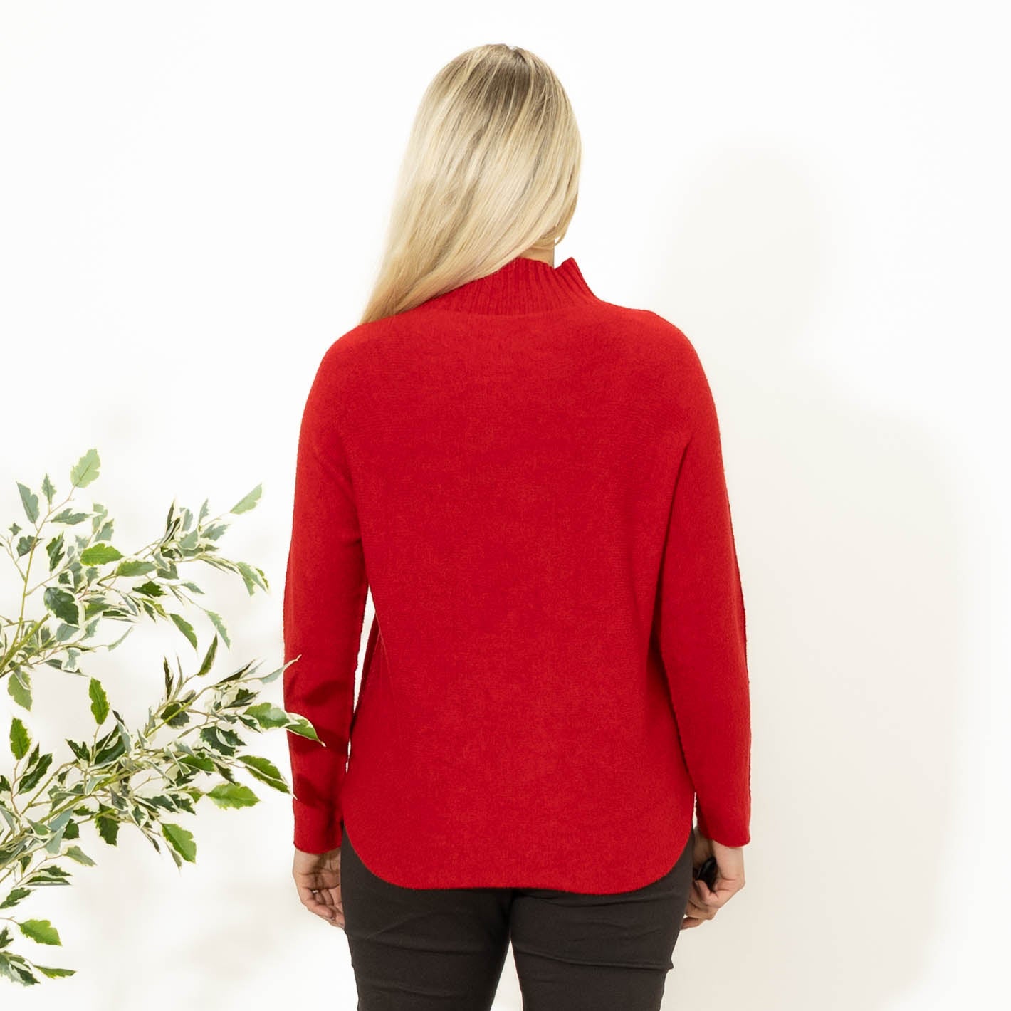 Babette strik m. turtleneck, Rød