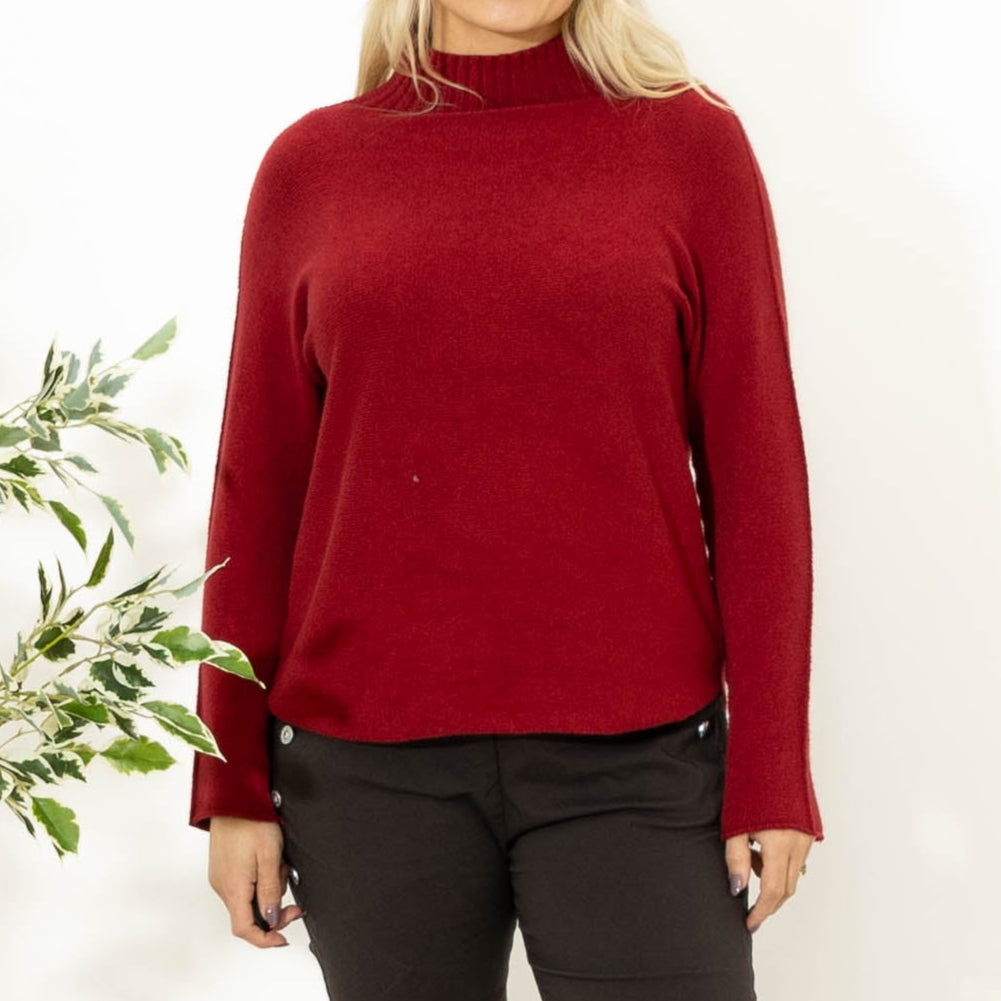 Babette strik m. turtleneck, Vinrød