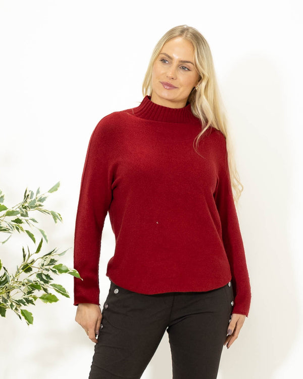 Babette strik m. turtleneck, Vinrød