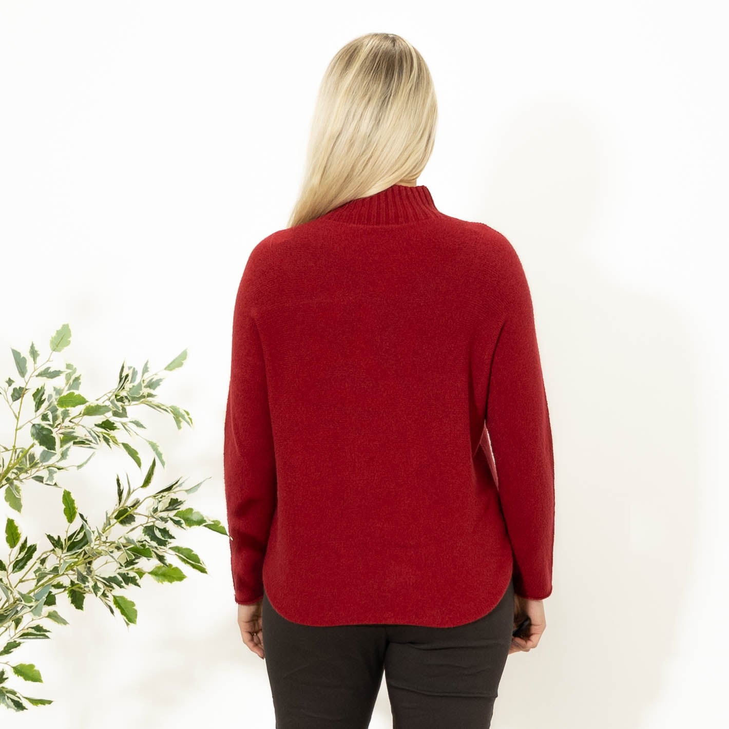 Babette strik m. turtleneck, Vinrød