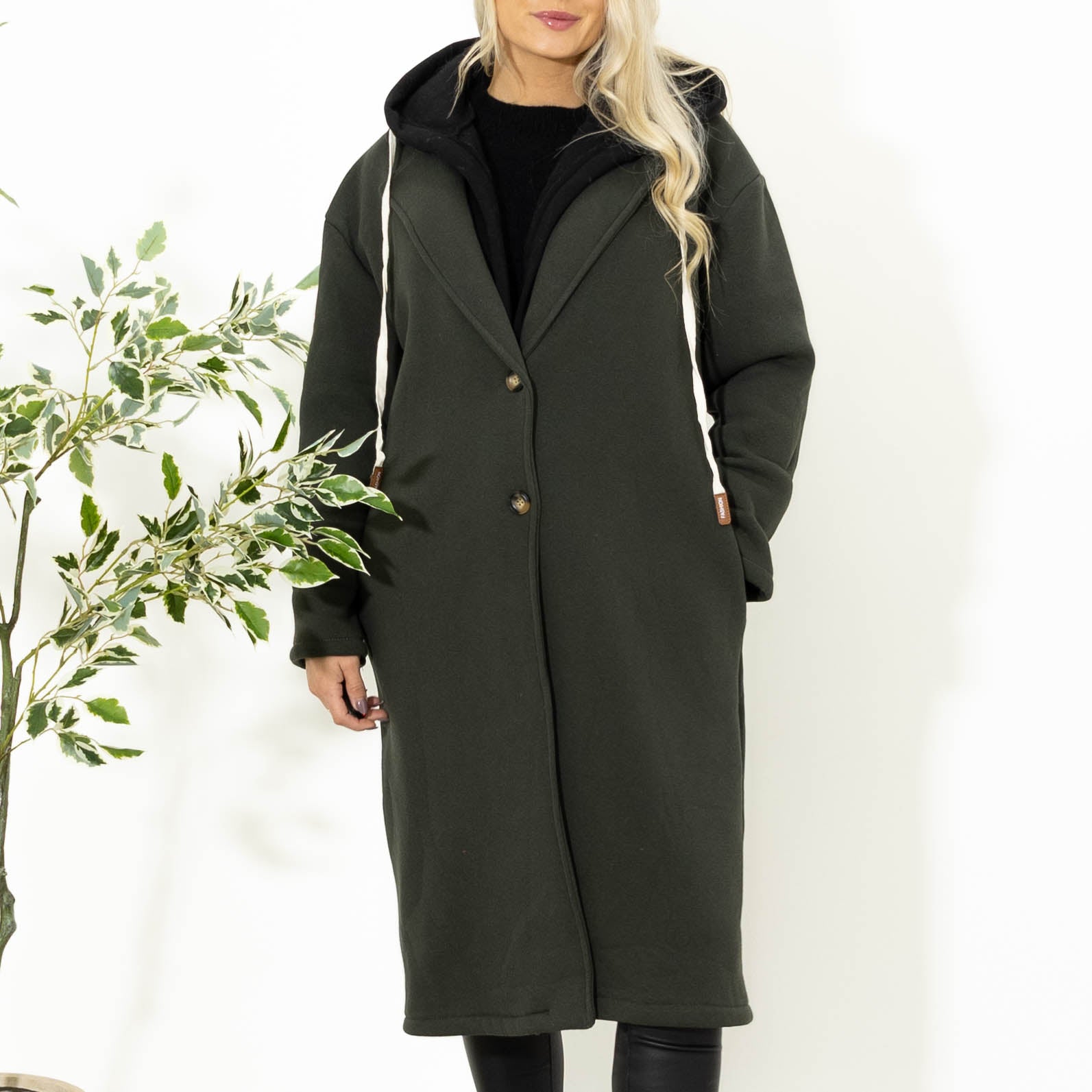 Oline sweatshirt m. hoodie, Khaki