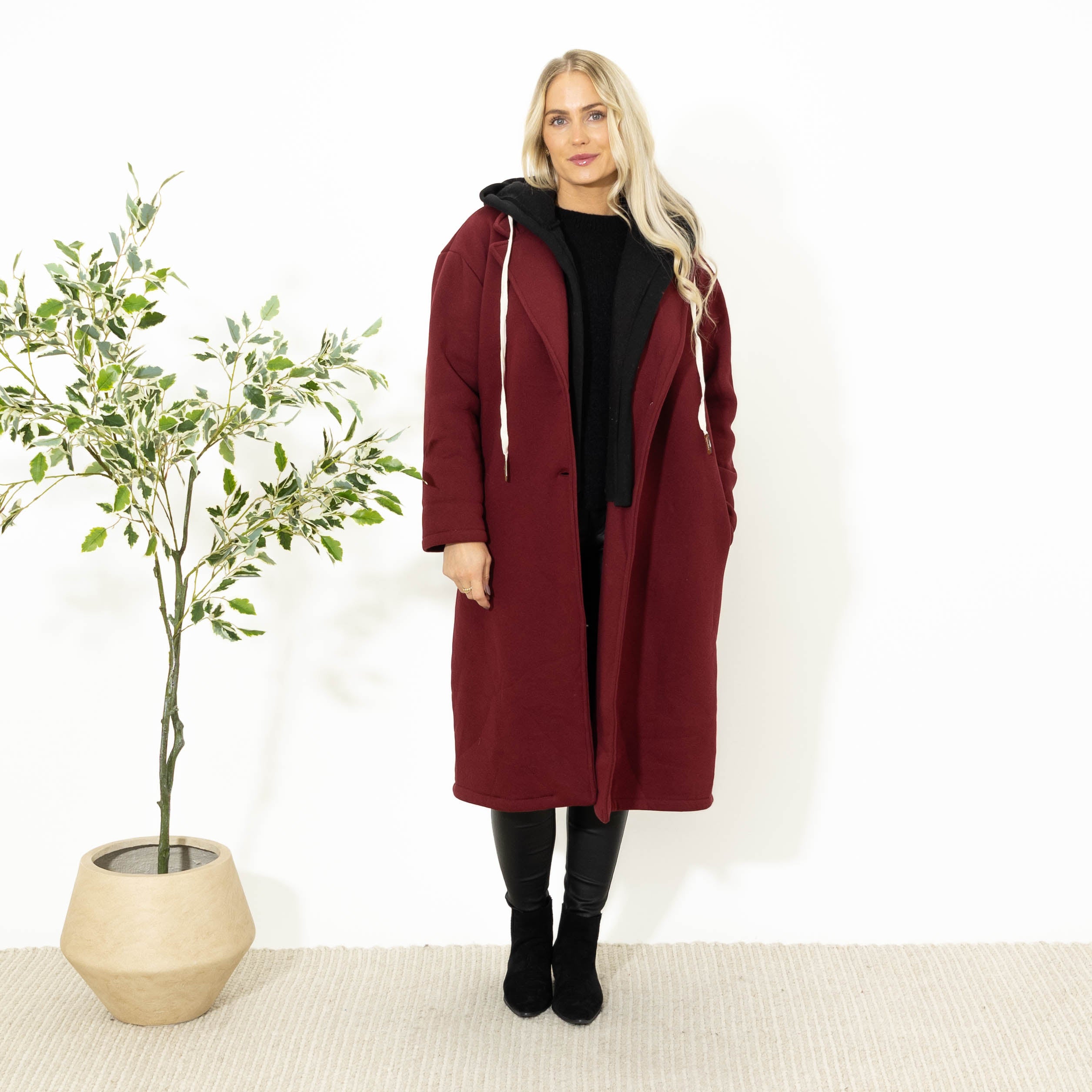 Oline sweatshirt m. hoodie, Bordeaux