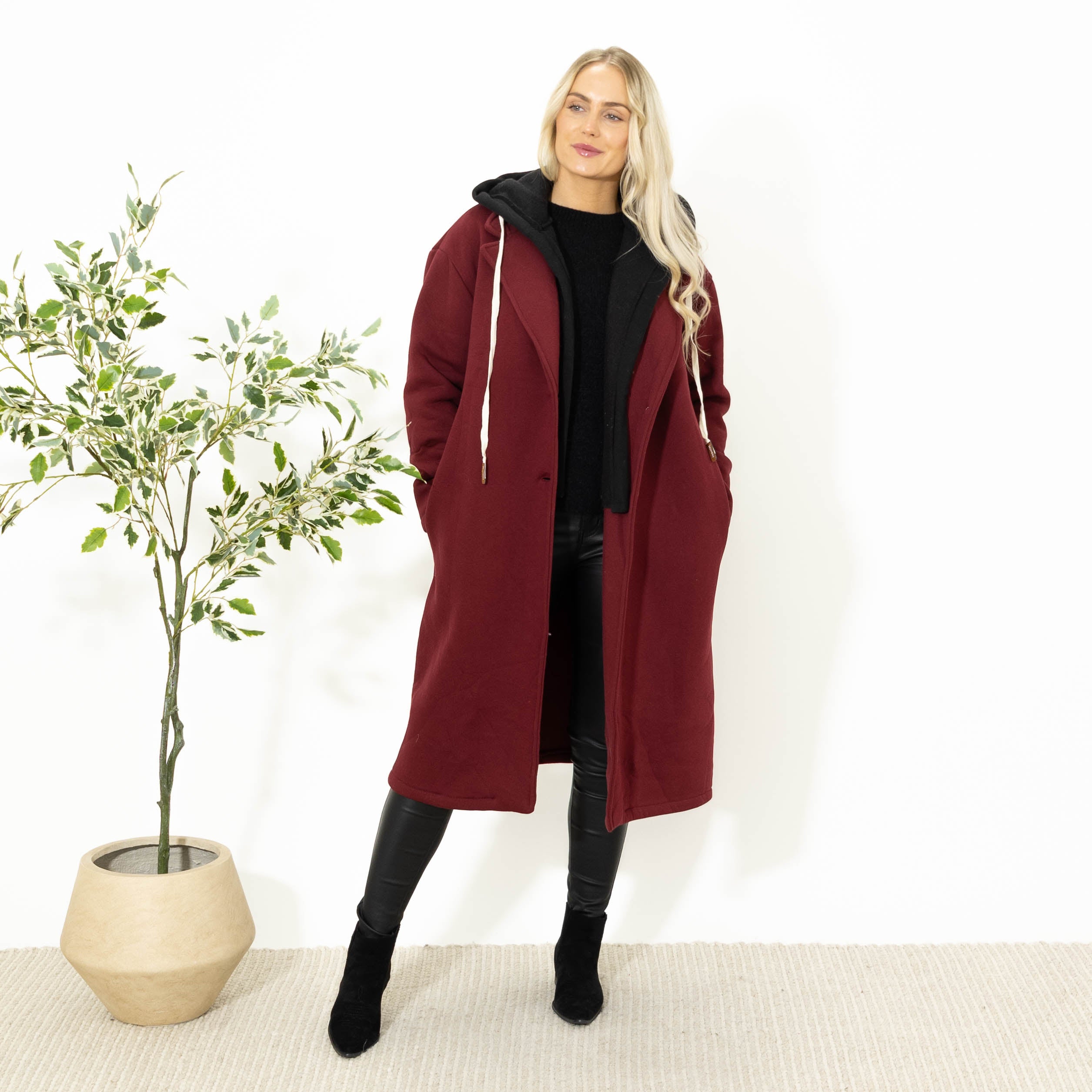 Oline sweatshirt m. hoodie, Bordeaux