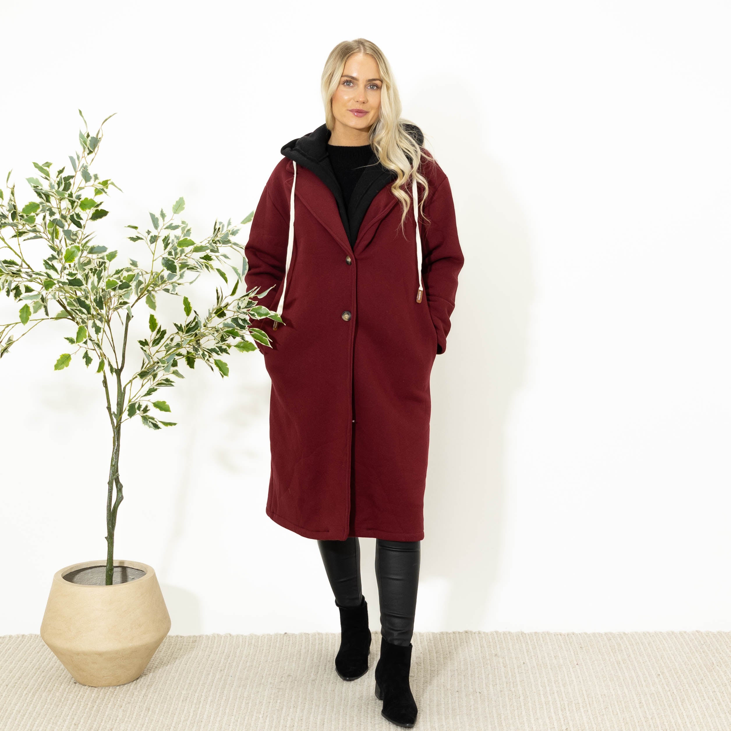 Oline sweatshirt m. hoodie, Bordeaux