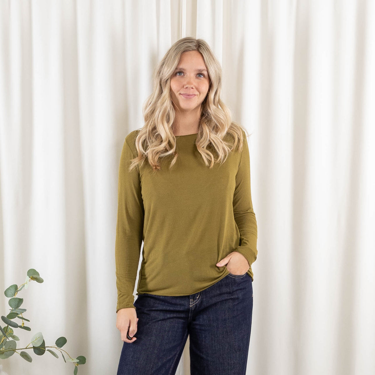 Cashy long sleeve, Oliven