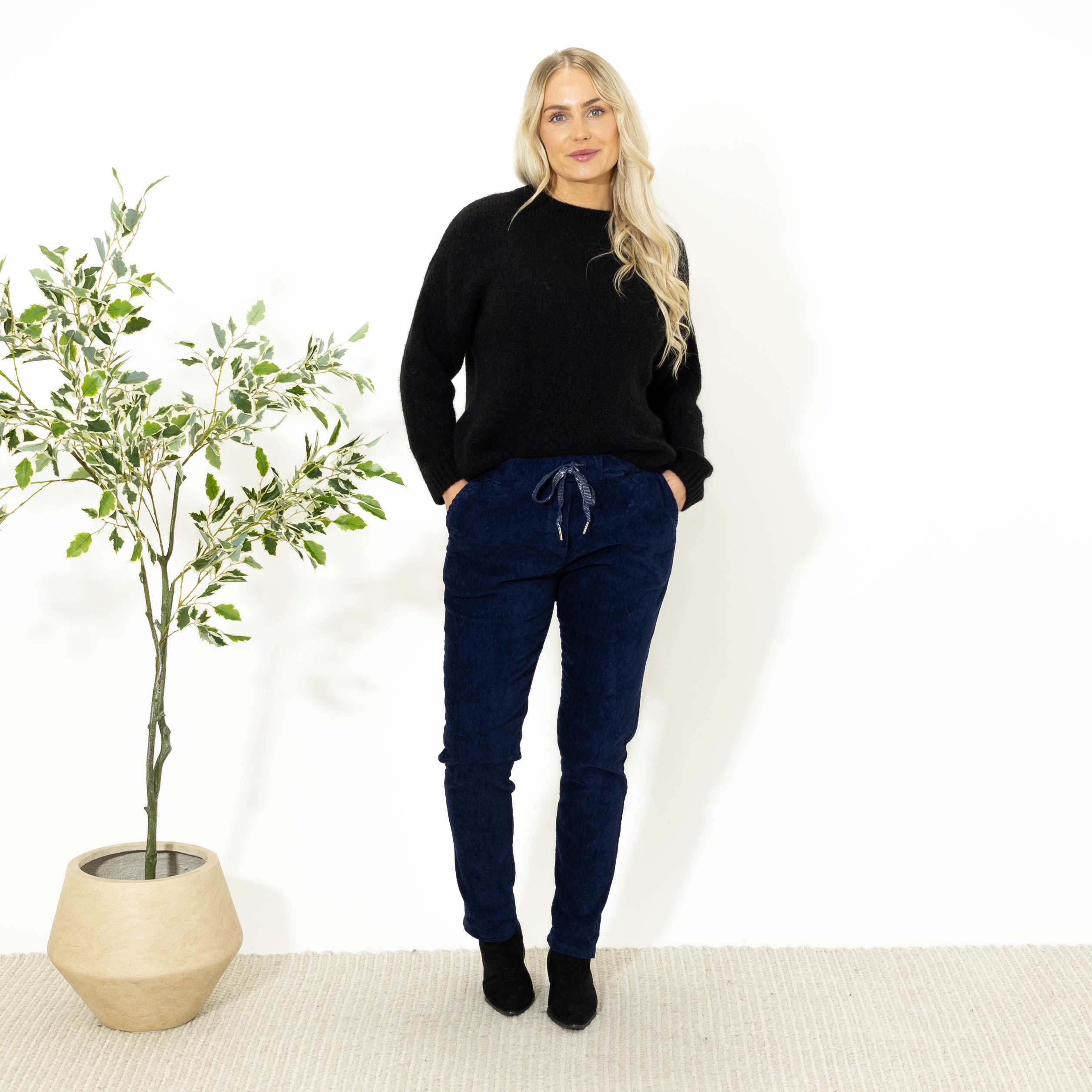 Noemi stonewashed bukser, Navy