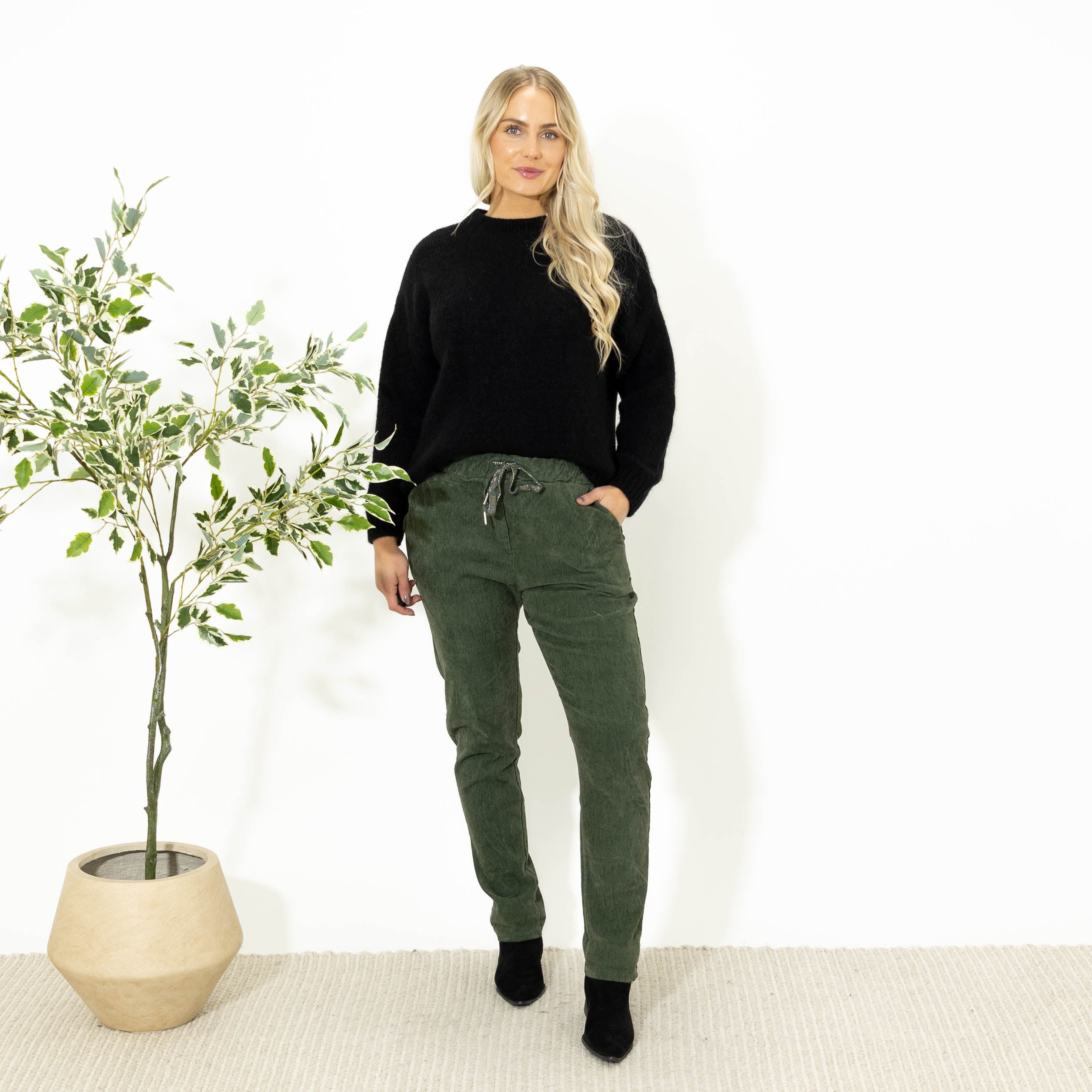 Noemi stonewashed bukser, Khaki