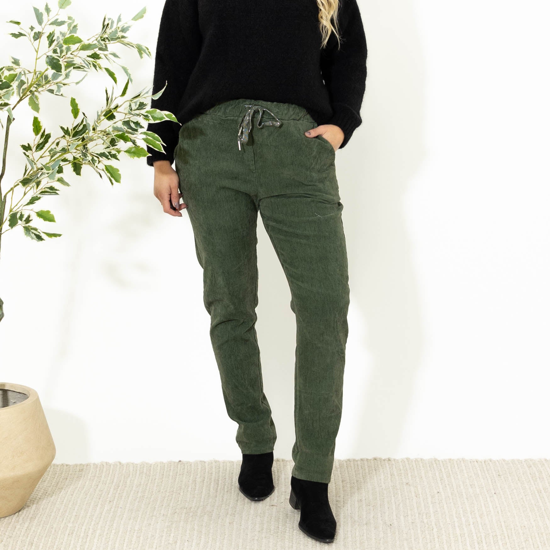 Noemi stonewashed bukser, Khaki