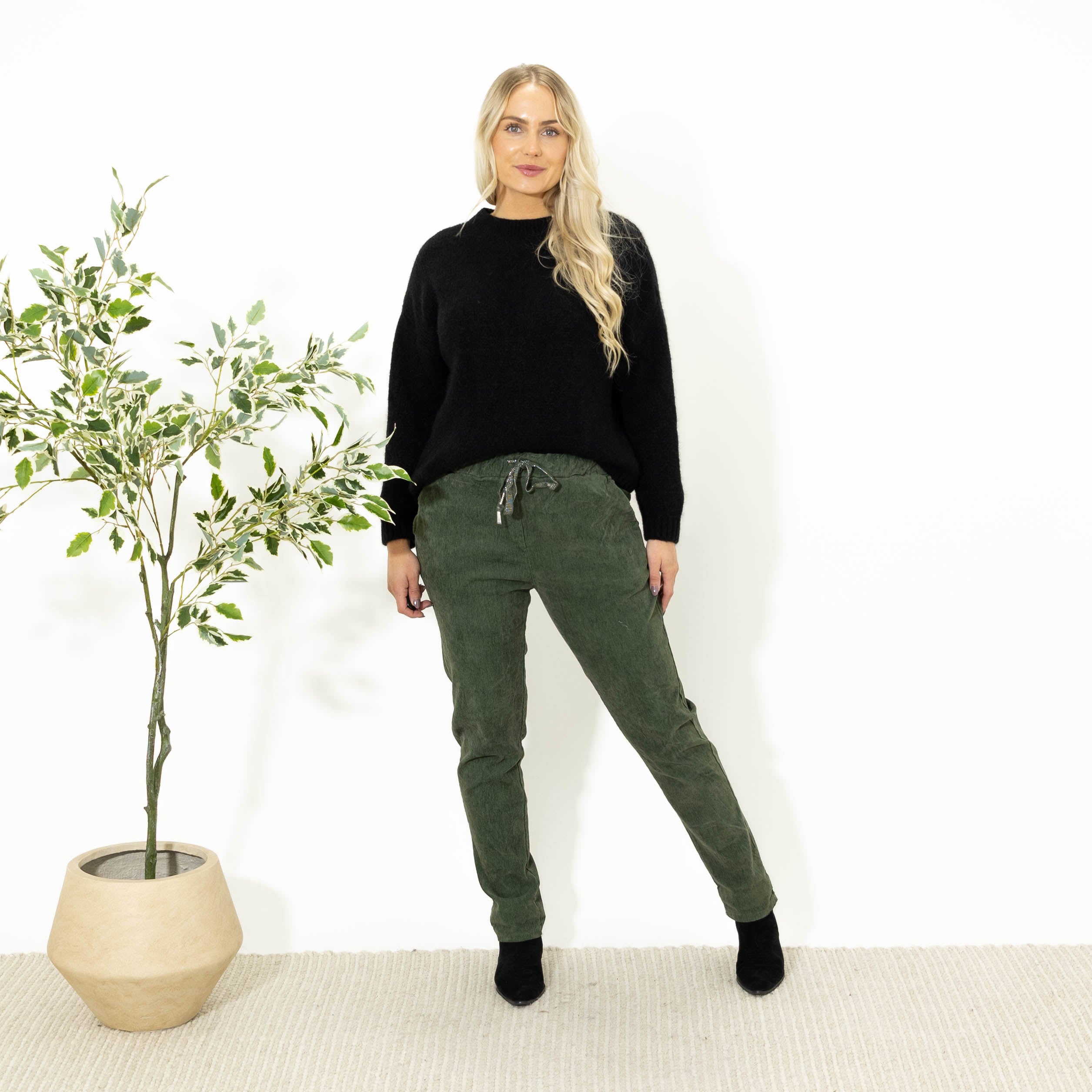 Noemi stonewashed bukser, Khaki