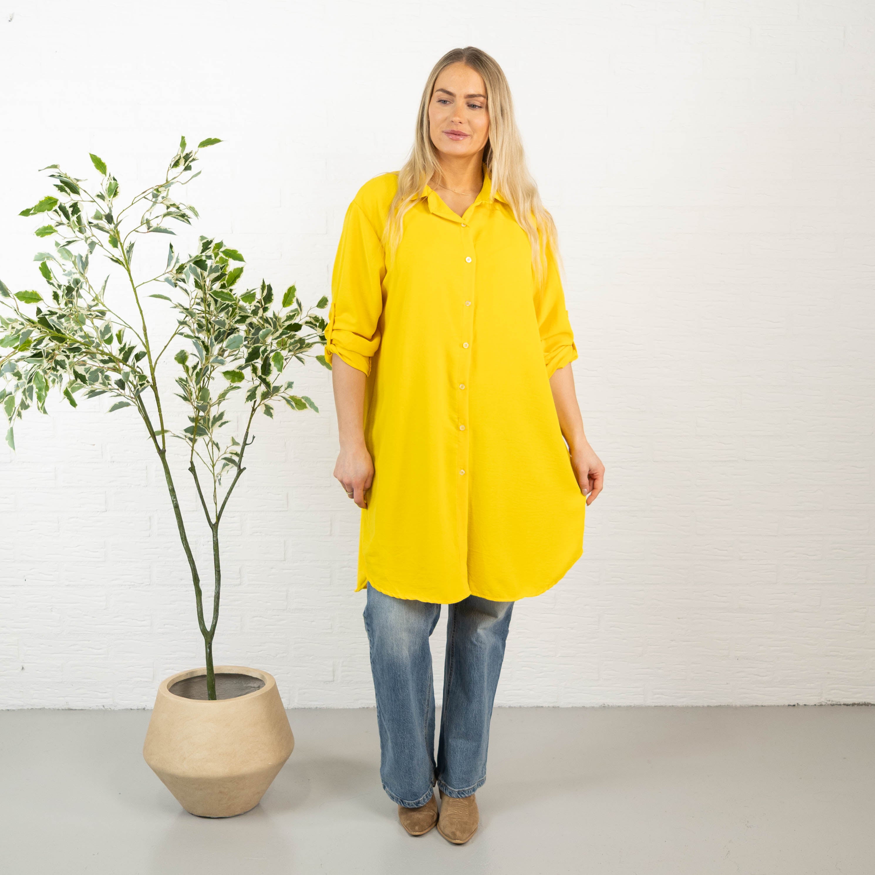 Betty bubblechiffon skjorte, Gul