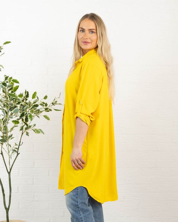 Betty bubblechiffon skjorte, Gul