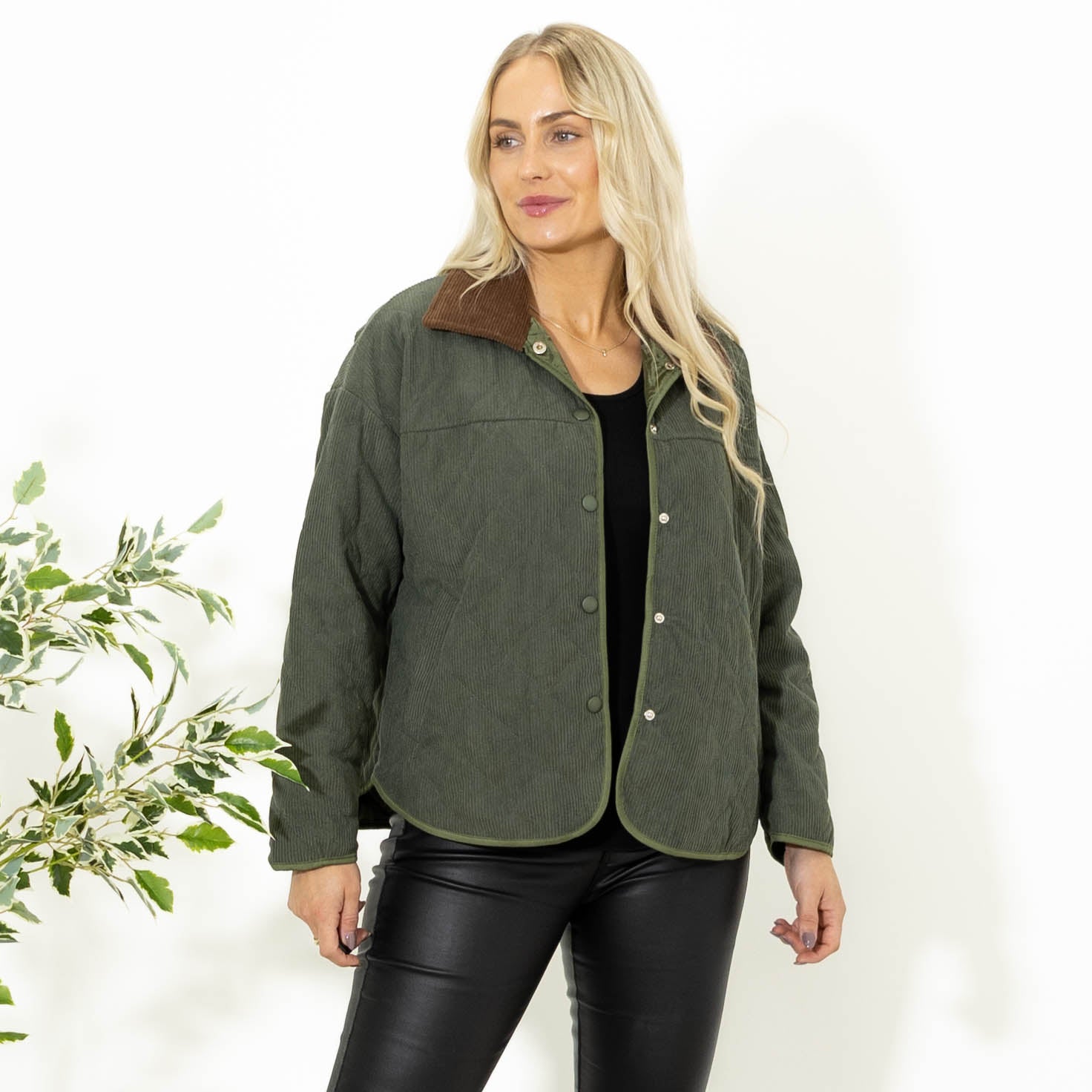 Tyra fløjlsjakke, Khaki