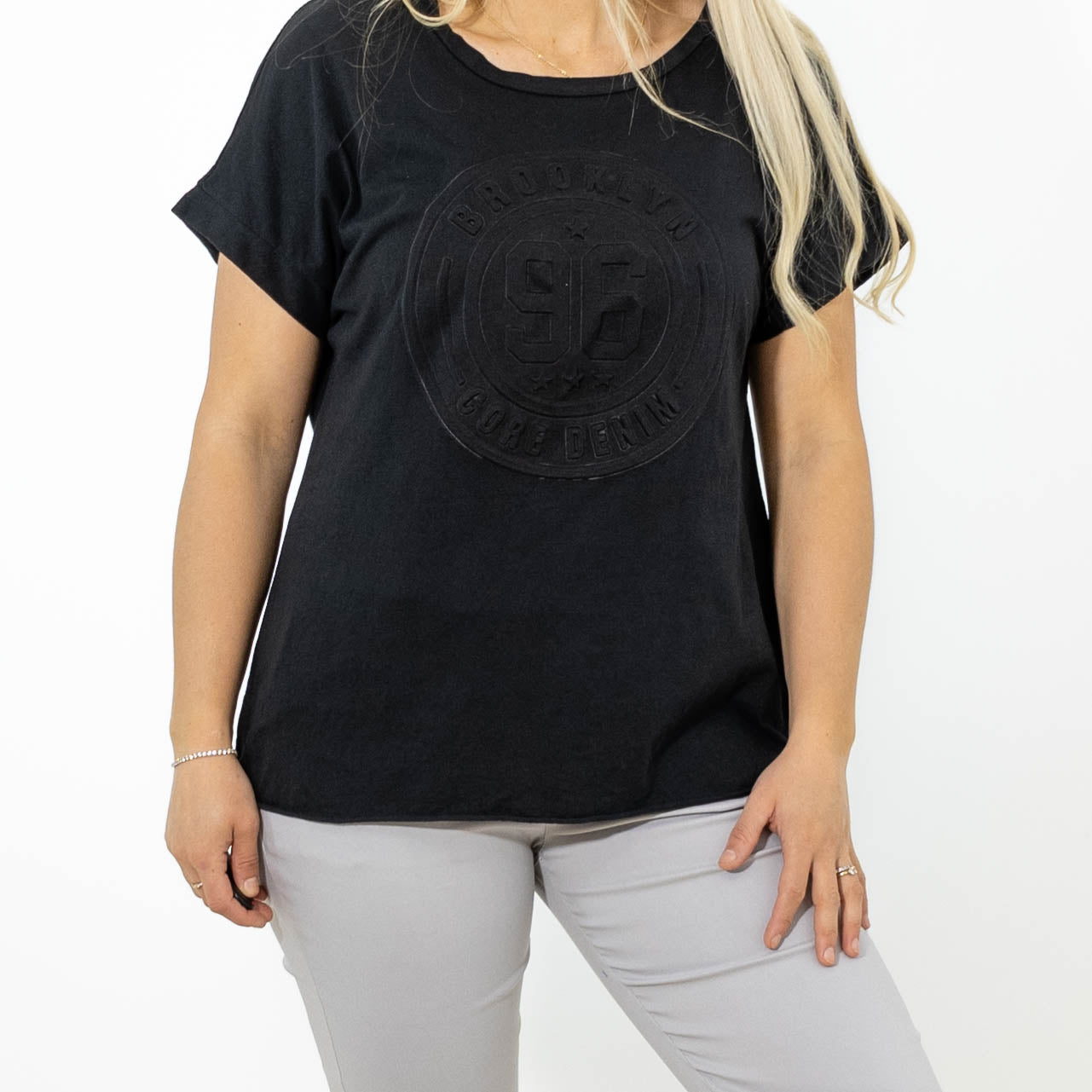 Alfy puff print t-shirt, Sort