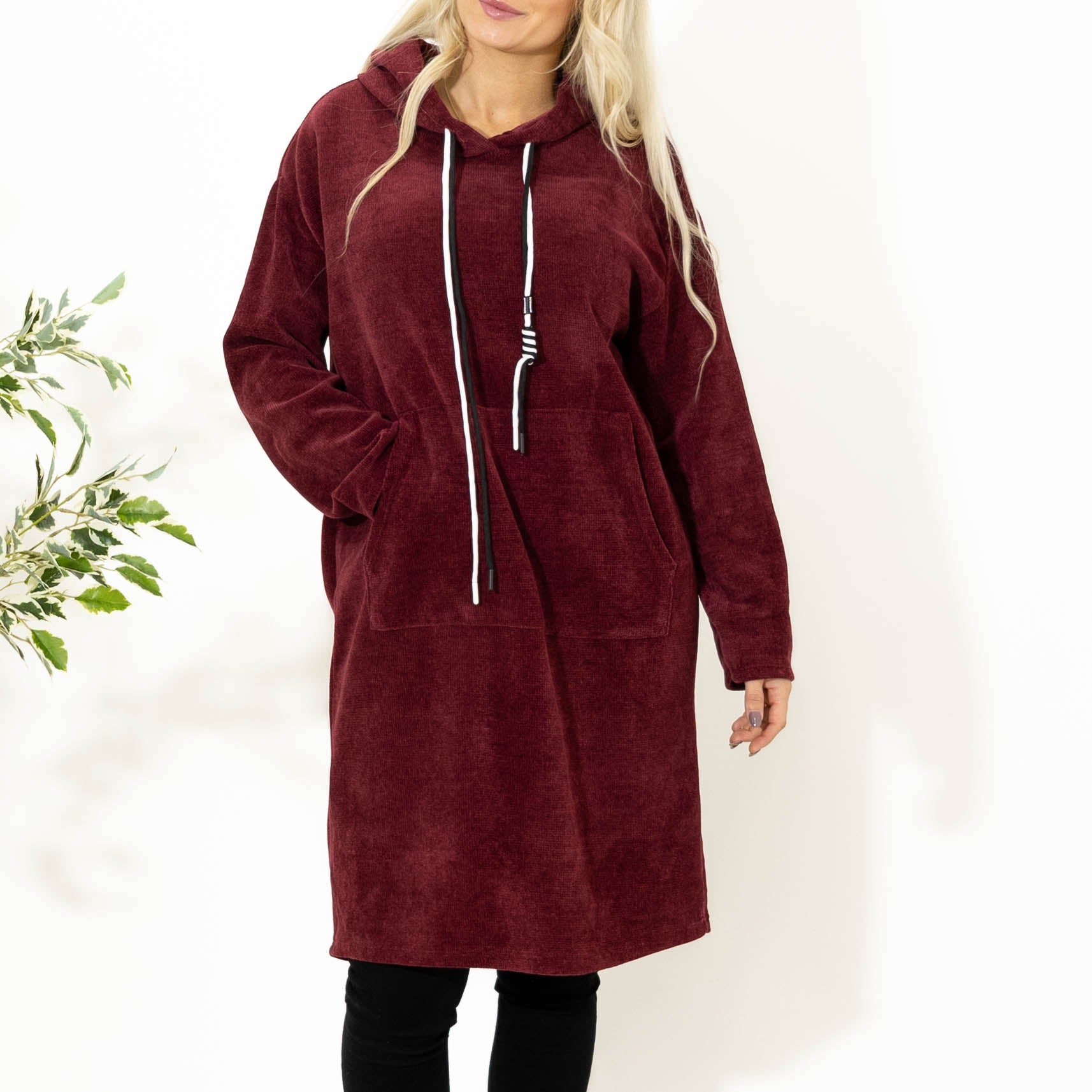 Kisser tunikakjole m. hoodie, Bordeaux