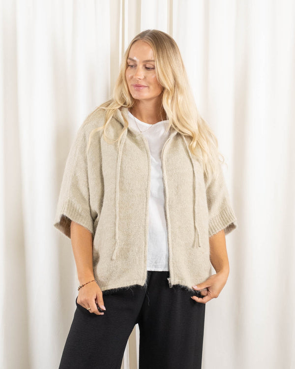 Maddie strikcardigan, Beige