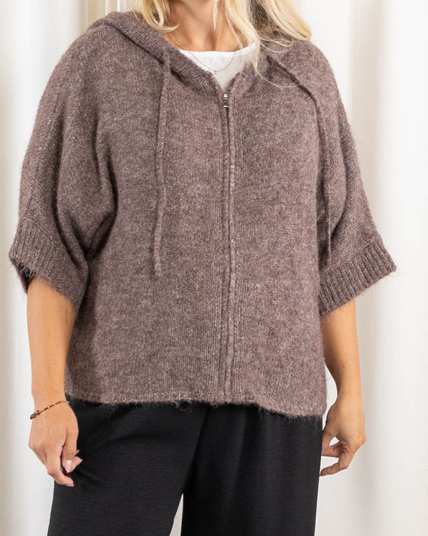Maddie strikcardigan, Taupe
