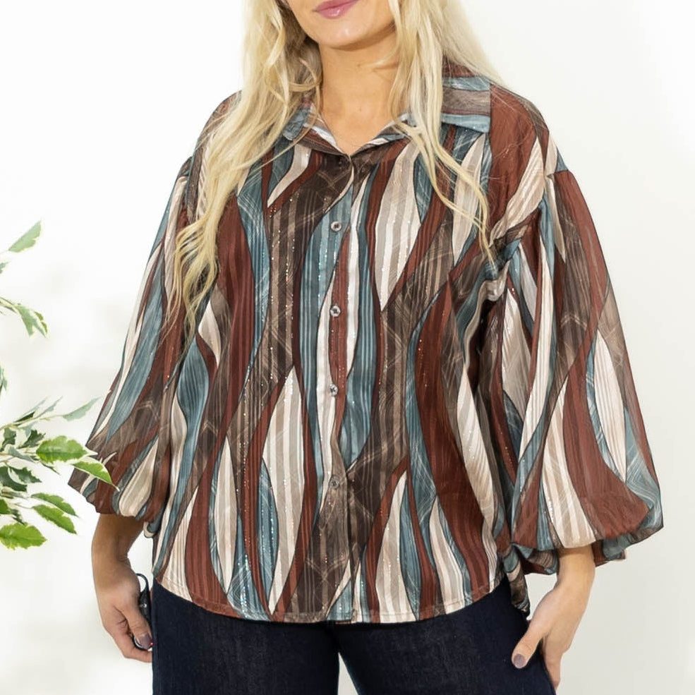 Kimmi skjorte m. ballonærmer, Bordeaux