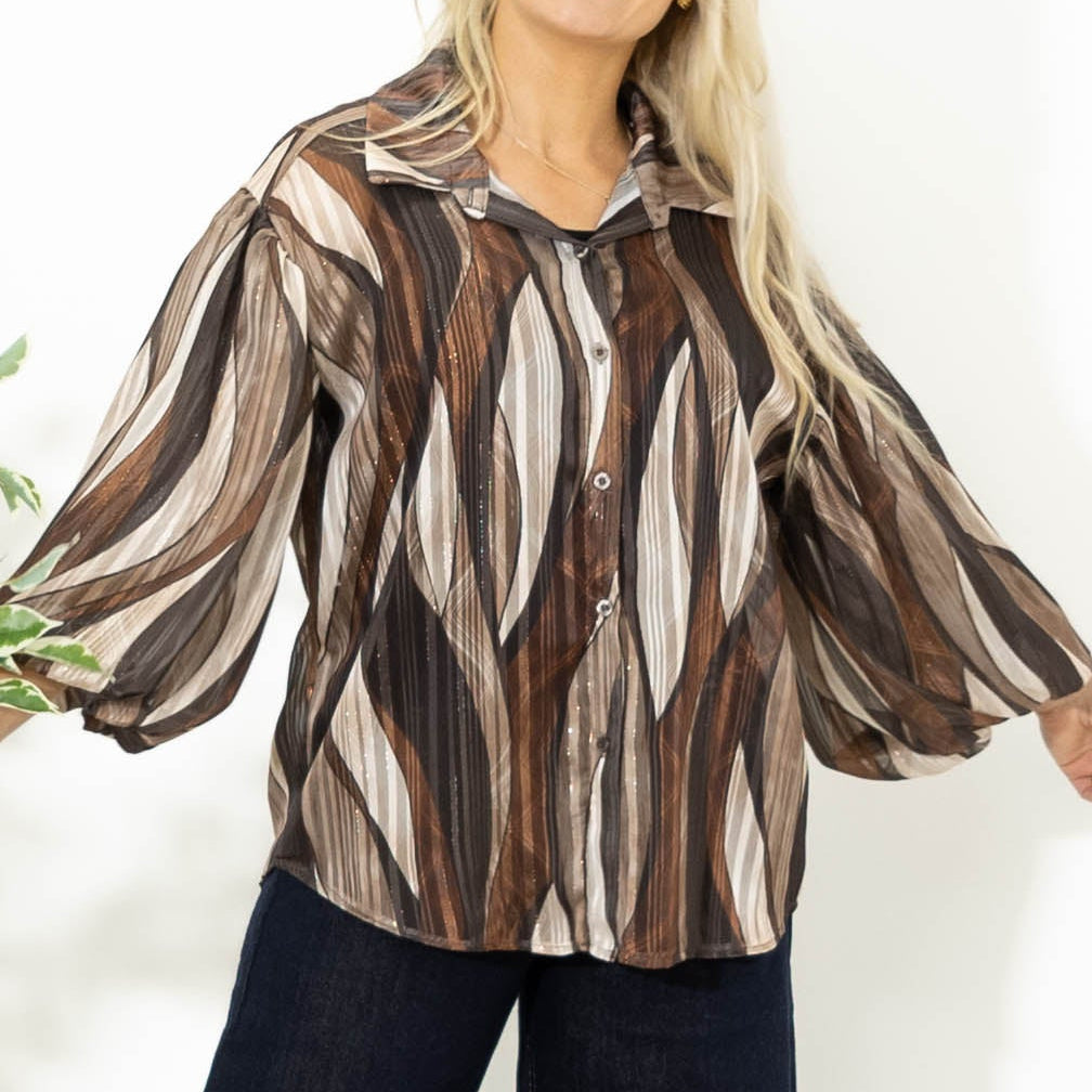 Kimmi skjorte m. ballonærmer, Choko