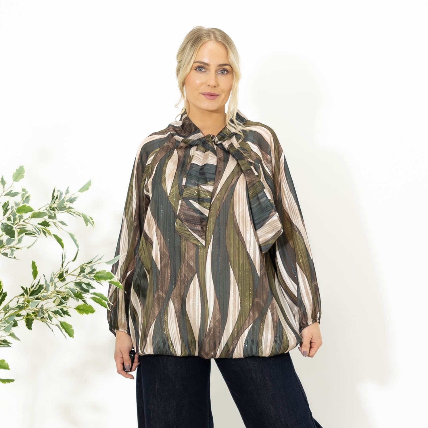 Rachel overdel m. lurex tråd, Khaki